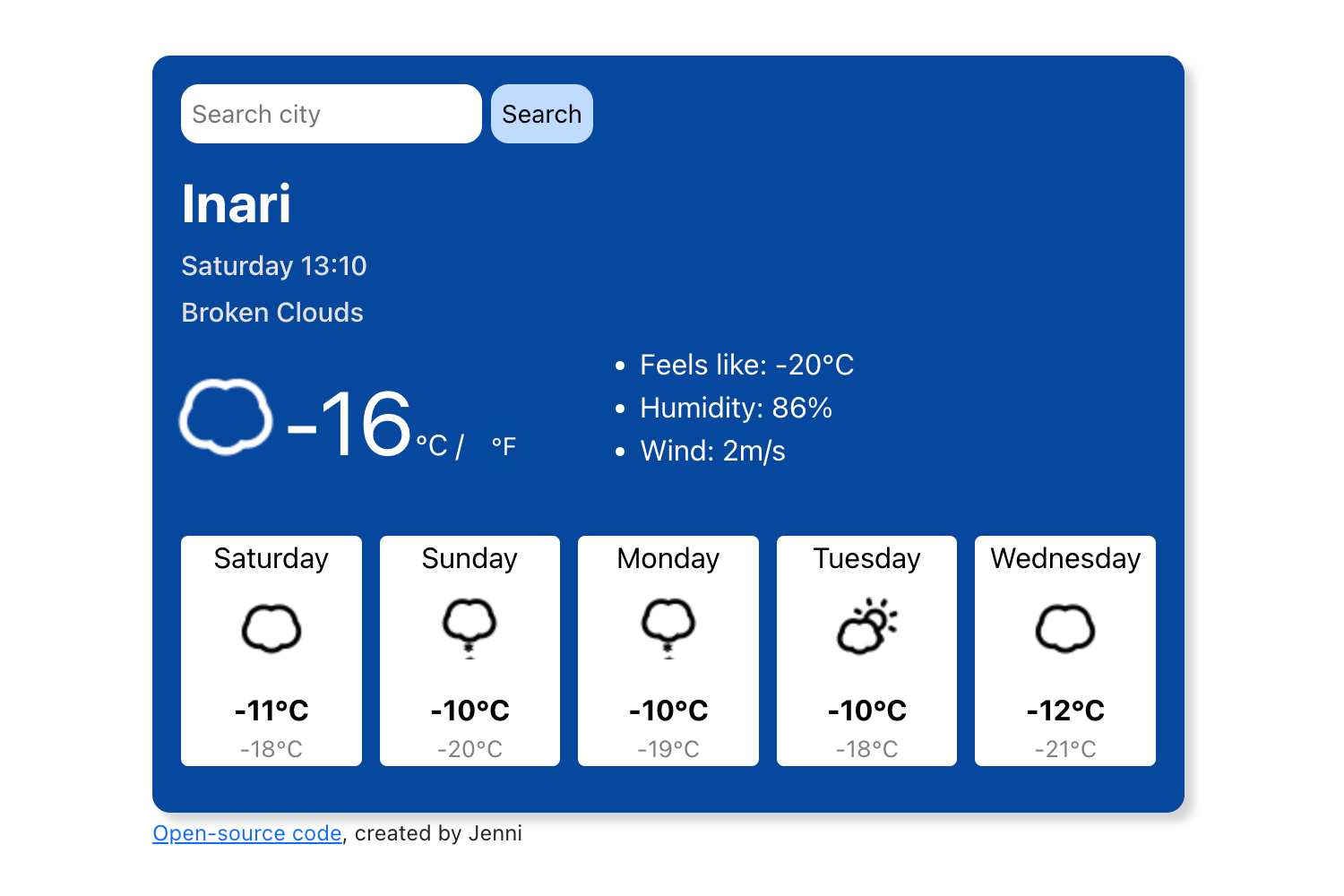 Image of React Weather project